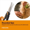 Fiskars Pet Grooming Detailing Scissors for Dogs & Cats, 5.5", Orange/Black