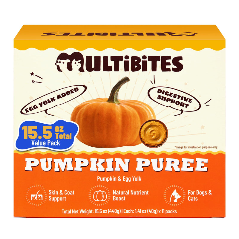 MULTIBITES 15.5oz Premium Pumpkin Puree for Cats & Dogs - Digestive Health,Sensitive Stomach for Soft Cat Treats - Natural Fiber Supplement for Dog Food Toppers,Kittens,Puppy Snacks