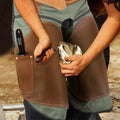 Antidious Professional Farrier Chaps Leather Farrier Apron with Adjustable Belt and Knees Straps Hoof Trimming, 2 Pocket