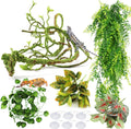 Reptile Plants, Terrarium Hanging Plant Vines Artificial Leaves Reptile Hide, Leopard Gecko Tank Accessories, Terrarium 