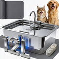 12L/3.17Gal Dog Water Fountain with Silicone Mat & 3 Filters, Stainless Steel Multi Pet Water Dispenser, Quiet Automatic Dog Water Bowl Dispenser with Visible Window & Alert Light for Large Dogs Cats