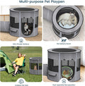 Portable Cat Playpen with Tunnel, 3 in 1 Foldable Puppy Play Pen, Waterproof Bottom, Enclosed 2-Room Separable Pet Tent for Indoor/Outdoor, Multi-Purpose Enclosure Crate Cage for Kitten Dog Rabbit