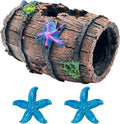 GSD Star-Fish Broken Barrel Decor Resin Betta Tank Accessories Ornaments for Cave Hide Decorations, Broken Barrel x 1pc,