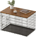 Piskyet Dog Crate Topper Wood Countertop(Rustic Brown, for 24 inch Crate)