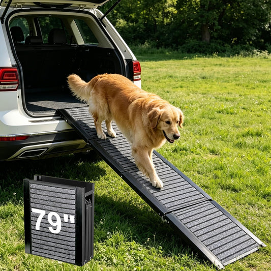 Dog Ramp for Car 79" L 17.3" W，Foldable Extra-Long Ramp