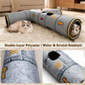 Cat Tunnel with Faux Metal Pipe Print,4-Way Tube for Large Cats, Kittens