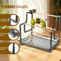 halinfer Bird Playground for Indoor Use, Table Collapsible Bird Playstand for Top of Cage, Mirrow Swing Cups 2 Ladders f