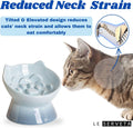 LE SERVETA Macarons Series Ceramic Slow Feeder Cat Bowl, Raised Puzzle Feeder, Anti Vomiting Cat Slow Feeding, Elevated Food Bowl, Whisker Friendly Pet Bowl with Cute Ear Design (Gradient Blue)