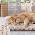 Cadolov Cat Bed Mat for Indoor Cats, Washable Dog Beds Crate Pad for Small Medium Dogs, Soft Cute Plush Non Slip 3D Pattern Pet Bed Khaki 18''x14''