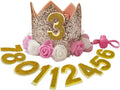 Dog Birthday Hat, Adjustable Gold Crown Hat with Numbers