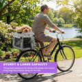 Ramalto Foldable Dog Bike Rear Basket with Safety Leash & Padded Liner, Pet Carrier for Small to Medium Dogs & Cats up to 22 lbs, Quick-Install Rear Bicycle Carrier for Travel