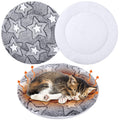 VitalCozy 2 Pack Self Heating Cat Pad Self Heating Cat Bed Machine Washable Heat Pet Mat Reversible Body Thermal Warm Round Dog Bed Crate Blanket for Feral and Indoor Cats(12'',Double Star)