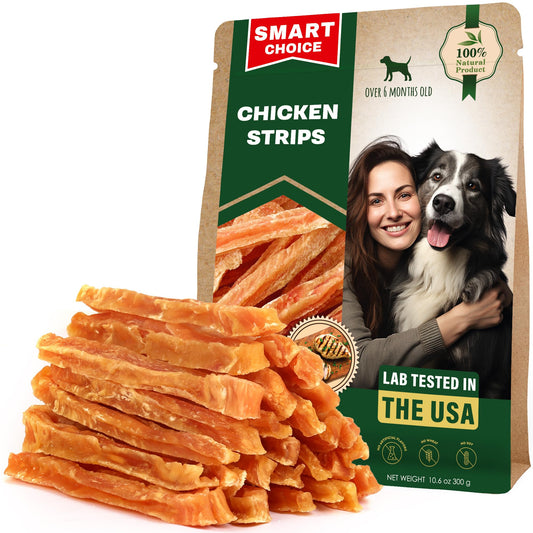 Dog Treats Chicken Jerky Strips 10.6 oz - Human Grade Meat Sticks - Natural Pet Dried Snacks Rawhide - Free - Long Lasting Chews for Large & Small Dogs - Best for Training & Healthy Teeth