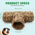 BWOGUE Hamster Grass Tunnel Toy, Guinea Pig Grass Tunnel, 4-Way Hideaway