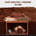 Hermit Crab Habitat Shelter with Dual Food Bowls, 2-in-1 Cave Shelter & Feeding Dish, Textured Climbing Ramp & Viewing W