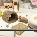 Hamiledyi Bunny Grass Tunnel,Rabbit Grass Bed,Natural Straw Woven Mat Winter Warm Hideaway Hut for Rabbit Gerbil Ferrets