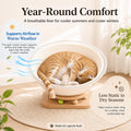 BonHautier Cotton Rope Cat Bed Mat for Space Capsule, 13.8" Breathable Round Nest Liner, All-Season Warm & Cooling Pet Pad, Washable Scratch-Resistant Bedding for Cat Tree & Clear Bowl (Off White)