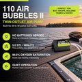 Marine Metal A-2 Air Bubbles Pump with Tubing & Air Stones for Live Bait (110 Volts), Black