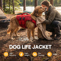 Queenmore Red Large Dog Life Vest for Swimming Boating, Adjustable Ripstop Dog Life Jacket with Superior Buoyancy and Rescue Handle
