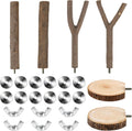 Treewoll 6 PCS Bird Perch Set, Natural Birch Wood Straight & Forked Perches with Platforms for Parakeets, Cockatiels, Conures, Lovebirds - Cage Accessories for Climbing & Exercise
