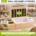 3-in-1 Rabbit Hay Feeder with Litter Box, Bowl Tray for Small Bunnies