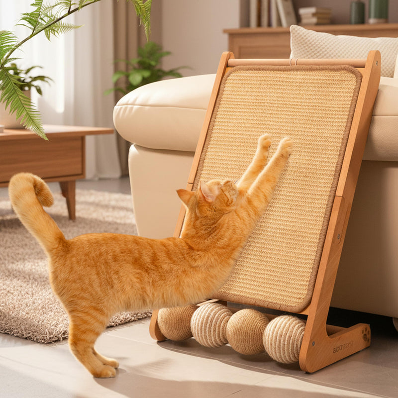 CHEERHOME PETS Sisal Cat Scratcher Ramp with Balls, 24.8