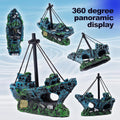 CousDUoBe 16 Pcs Fish Tank Decor Set Shipwreck Decoration Fish Tank Plants