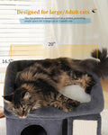Aechonow Cat Tree for Large Cats, 14Inch Cat Tree Tower with Scratching Post, 20x16.5Inch Perch Bed for Adult Senior Cats, Removable Washable Mat, Dark Gray