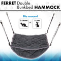 Ferret Hammock for Cage - Plush Double Bunk Bed Hanging Clips - Perfect for 2 or More Small Pets! (Rats, Ferrets, Hamste
