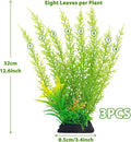 QUOZUO Fish Tank Accessories Large Plants, Green Fish Tank Decorations, Aquarium Decor Plastic Plants 3pcs