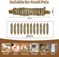 Fhiny 12 PCS Rabbit Chew Sticks, Natural Papaya Wood Seagrass Guinea Pig Chew Toys for Teeth Small Animal Molar Sticks S