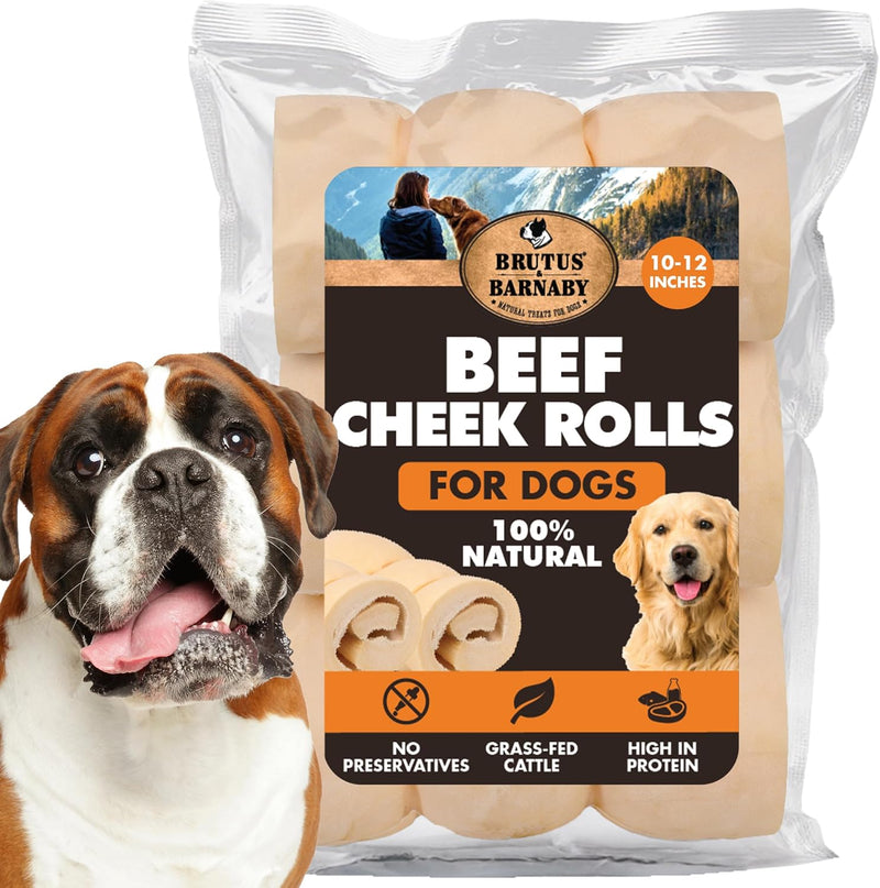 BRUTUS & BARNABY Premium Beef Cheek Rolls for Dogs 10-12