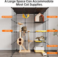Oneluck Extra Large Cat Cage,4-Tier Catio, DIY Metal Cat Enclosure with Platforms,55 Inch Indoor Cat Cage for 1-3 Cats, 