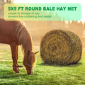 TONGMO 5x5 ft Round Bale Hay Net for Horses & Livestock - Slow Feeder Hay Nets with 2 inches Hole