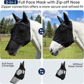 Horse Fly Mask with Ears & Detachab Nose Cover, Medium