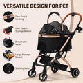 Dog Strollers for Small Dogs and Cats, 3-in-1 Pet Stroller with Removable Carrier, 4 Wheels One-Hand Fold Travel Carriag