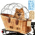 Dog Bike Basket Rear Racks Pet Carrier for Small Dogs up to 20 lbs, Brown
