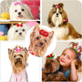 Mruq Pet 100pcs Dog Hair Bows, Small Puppy Grooming Bows with Rubber Bands - Mix Dainty Handmade Hair Accessories for Pet Yorkie and Tiny Dogs