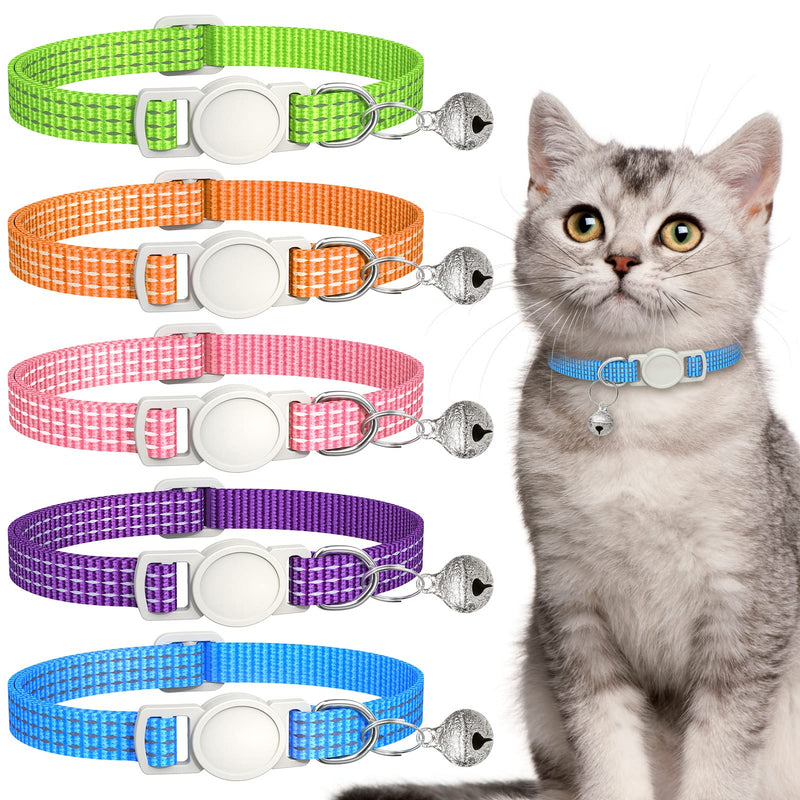 5 Pack Reflective-Breakaway Cat Collars with Bells,Adjustable Small Cat Collar,Ideal for Girl Cats Male Cats Kittens Puppies,Pet Supplies Stuff Accessories 7.9