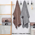 Dogvingpk Medium Dog Towel 2 Pack, Super Absorbent Soft Quick Drying Microfiber Pet Bath Towels for Medium & Small Dogs (M-36" * 28", Grey and Brown)