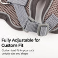 pangdi Cat Harness and Leash Kitten Harness Escape Proof Lightweight Breathable Mesh Cat Leash for Walking Travel, Grey, X-Large