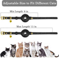 OOPSDOGGY Leather AirTag Cat Collar with Bell - Non Breakaway Kitten Collar with Apple Air Tag Holder - Lightweight GPS 