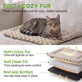 Cadolov Cat Bed Mat for Indoor Cats, Washable Dog Beds Crate Pad for Small Medium Dogs, Soft Cute Plush Non Slip 3D Pattern Pet Bed Khaki 18''x14''
