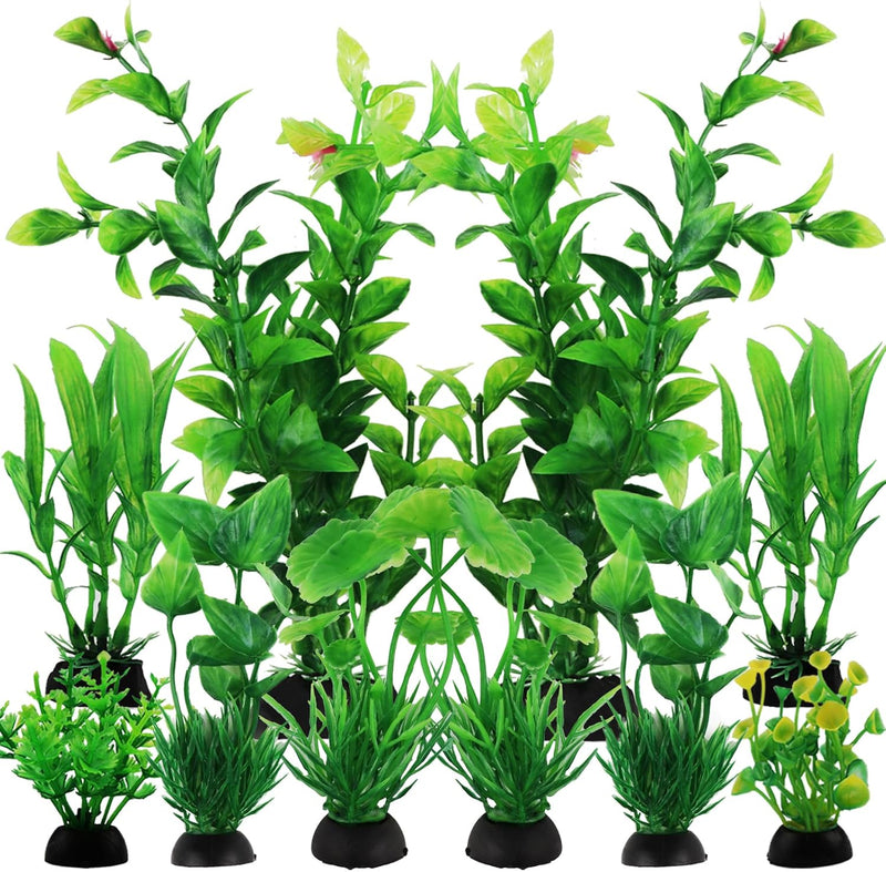 QUOZUO Fish Tank Accessories Aquarium Decorations Green Plants, 10pcs Green Fish Tank Decorations Plastic Plants, Fish T