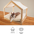 Dog House - 30x24-Inch Indoor Dog House with Soft Cushion and Adjustable Canopy - Wood Dog Furniture for Small to Medium