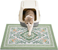 Unicorn Catcher Cat Litter Mat 24" x 15" Non-Slip Litter Box Mat Washable Litter Catcher Mat for Litter Box Indoor Food Mat Supplies Essentials, DarkSeaGreen