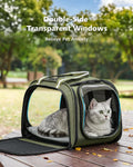 Pecute Cat Carrier,Double Bubble Pet Carrier for Cat Small Dogs,Green,M