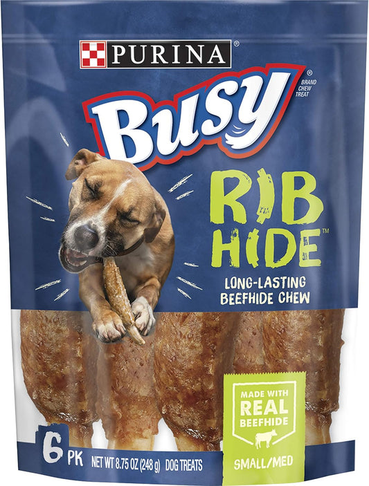 Purina Busy Small/Medium Breed Dog Rawhide Treat, Rib Hide - 8.75 Ounce (Pack of 5)