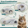 DUMOS Cat Tunnel Bed for Indoor Cats, Cave Donut Play Tunnel, Silver