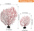 Zorfeter 2Pcs Red Sea Fan Coral Decorations, 11.8in+6.7in